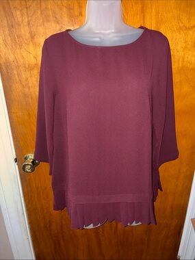 Women's Boatneck Plum Tunic with Scalloped Hem